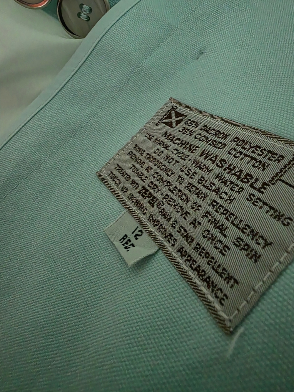 AQUA BLUE VINTAGE TRENCH COAT MISTY HARBOR LABEL "Wearing Good Health" - Picture 3 of 17